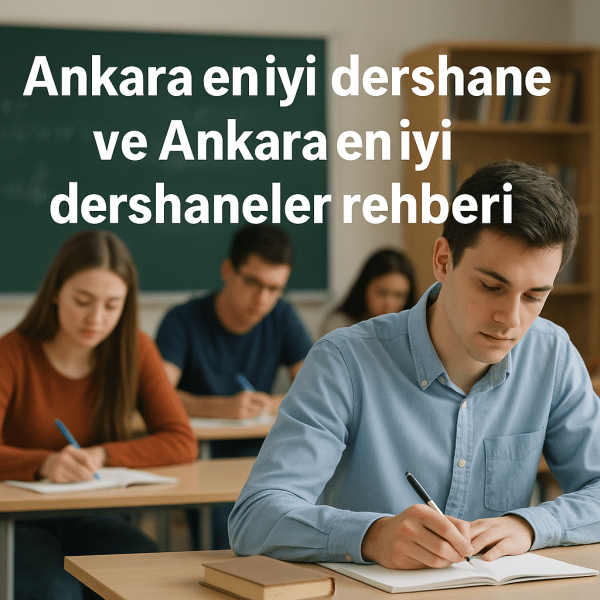 Ankara’da en iyi dershane ve dershaneler rehberini gösteren, öğrencilere eğitim desteği vurgulayan illüstratif görse